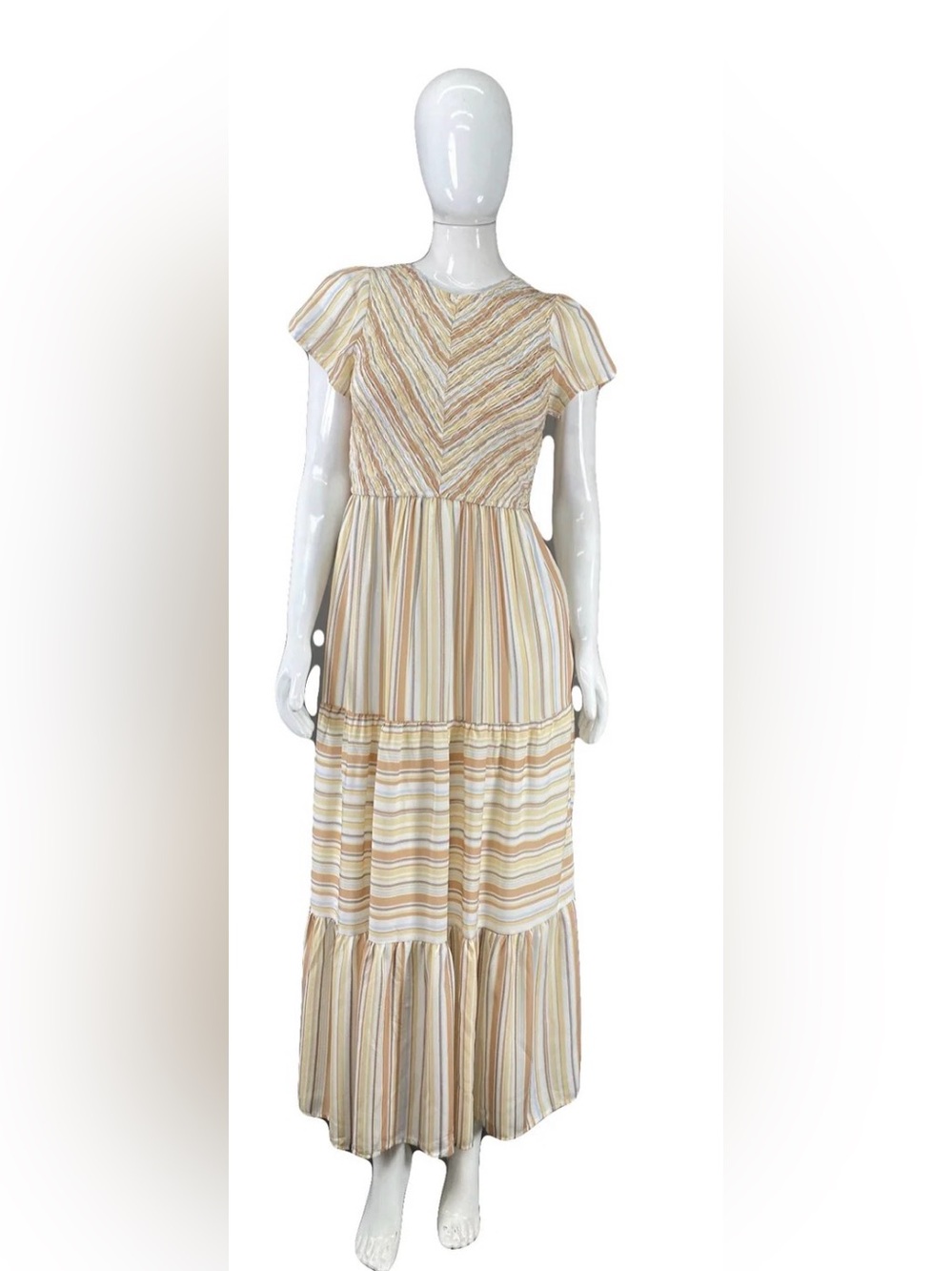 Multicolored Striped Smocked Maxi Dress / Baltic Born